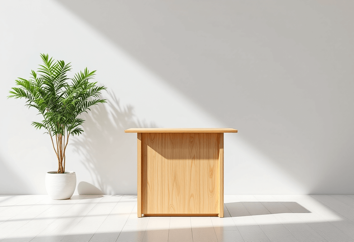 Stand bois en intérieur.