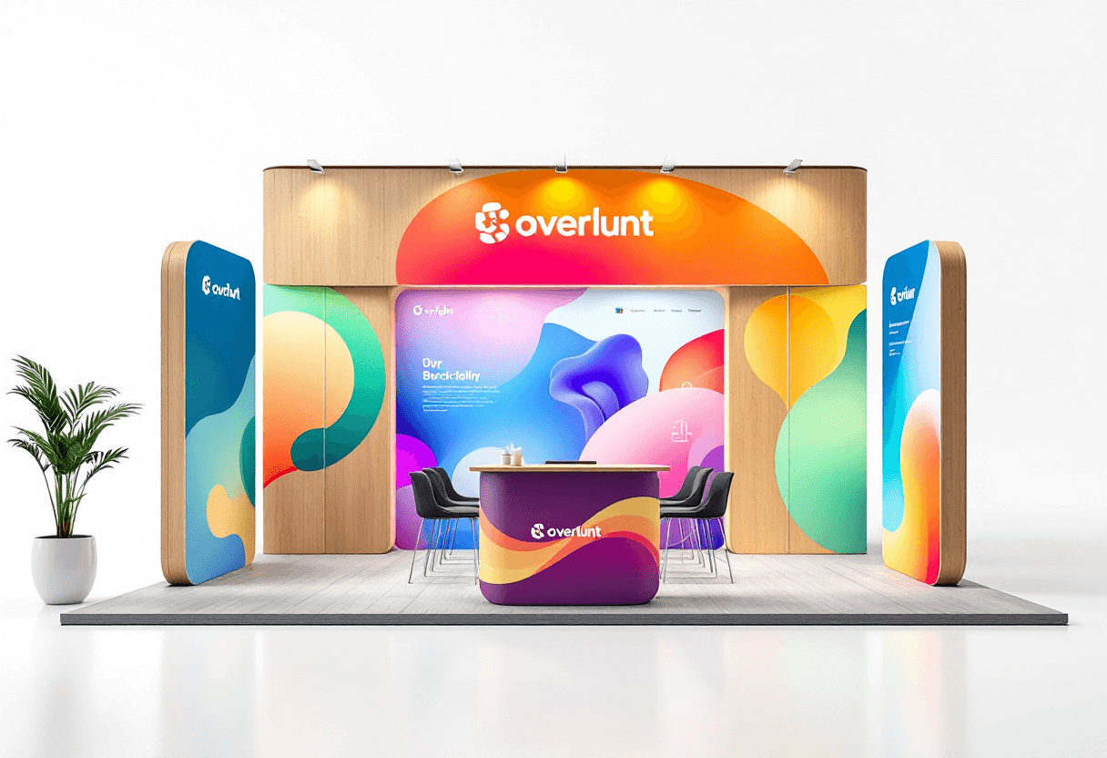 stand en bois avec un branding complet d'une marque